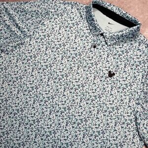 Nike Disney Dri-FIT Polo Shirt Mens XXL Blue Splatter Print Mickey Mouse Golf